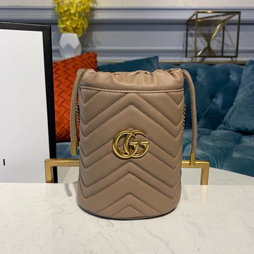 gg Marmont Mini Bucket Bag Beige MatelassÃ© Chevron For Women 6in/13cm gg 575163