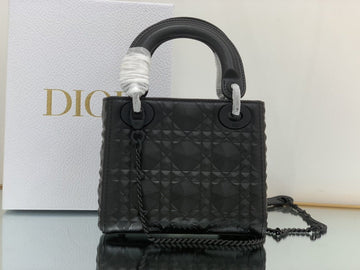 Top Quality Mini Lady Bag Black Cannage with Beaded Motif, Black, For Women WomenÂs Handbags, Crossbody Bags, 18cm CD M0505SNEA_M900