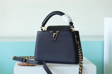 Top Quality Capucines Mini Taurillon Black For Women,  Shoulder And Crossbody Bags 21cm/8.3in Top Quality