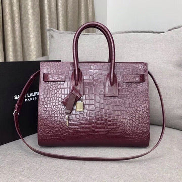 YSSL Sac De Jour Small In Embossed Crocodile Burgundy For Women 12.5in/32cm YSLÂ 