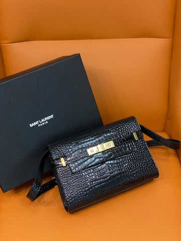 YSSL Manhattan Small Shoulder Bag Black For Women 9in/24cm YSL 675626DND0W1000
