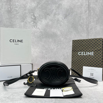 Top Quality Crossbody Oval Purse Cuir Triomphe Black For Women 6in/16cm 10I703DPQ.38NO