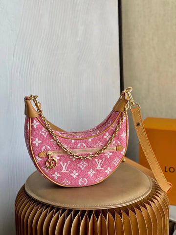 Top Quality Loop Denim Pink For Women,  Shoulder Bags 9.1in/23cm Top Quality
