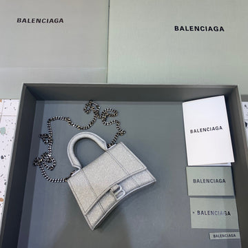 Top Quality Hourglass Mini Handbag With Chain In Grey, For Women,  Bags 4.7in/12cm