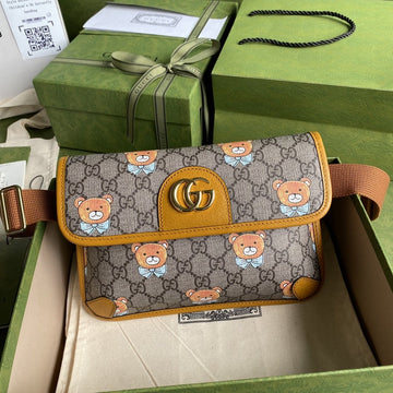 gg Ophidia Belt Bag Beige And Orange gg Supreme Canvas For WomenÂ  8.7in/22cm gg Â â