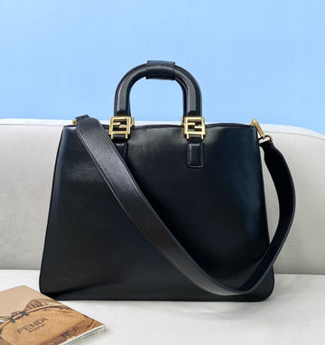 FI MeTop Qualityum FF Tote Shoulder Black Bag For Woman 38cm/15in