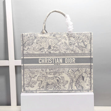 Top Quality MeTop Qualityum Book Tote Bag By Maria Grazia Chiuri Grey For Women 14in/36cm CD M1296ZTDT_M932