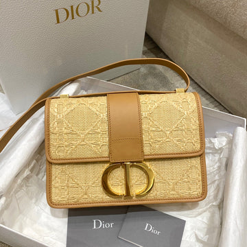 Top Quality 30 Montaigne Bag Natural Cannage Raffia, Brown Handbags, Shoulder Bags, Crossbody Bags, 24cm CD M9203UMBE_M925
