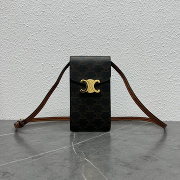 Top Quality Vertical Mobile Pouch Triomphe Tan For Women 6in/19cm 10j092dqb.04LU