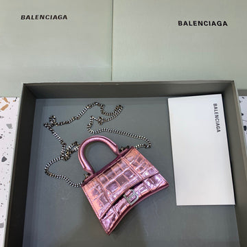 Top Quality Hourglass Mini Handbag With Chain In Light Pink, For Women,  Bags 4.7in/12cm