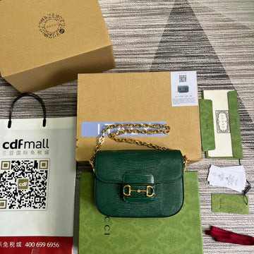 gg Horsebit 1955 Lizard Mini Bag Green For Women, Women’s Bags 8in/20cm ggâ â675801 LUZ0G 3154