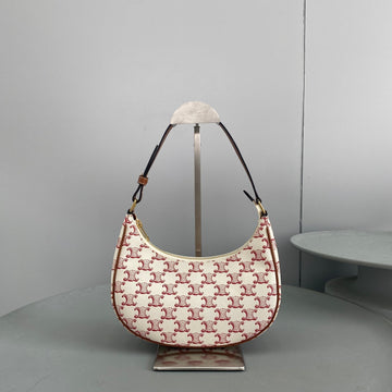 Top Quality Ava Bag In Triomphe Canvas White/Red For Women 9in/23.5cm 