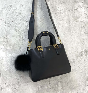 FI Small FF Tote Shoulder Black Bag For Woman 30cm/12in