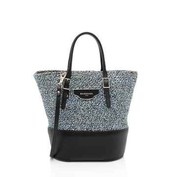Balenciaga Tweed Leather Cabas Tote