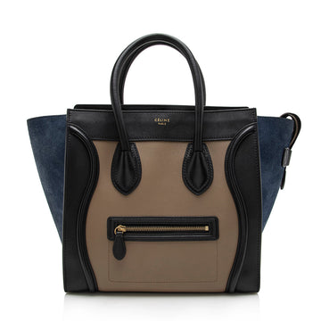 Celine Tricolor Leather Canvas Mini Luggage Tote (SHF-17162)