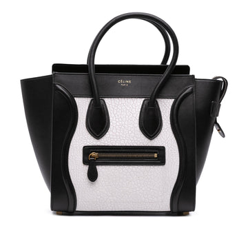 Celine Micro Bicolor Leather Luggage Tote