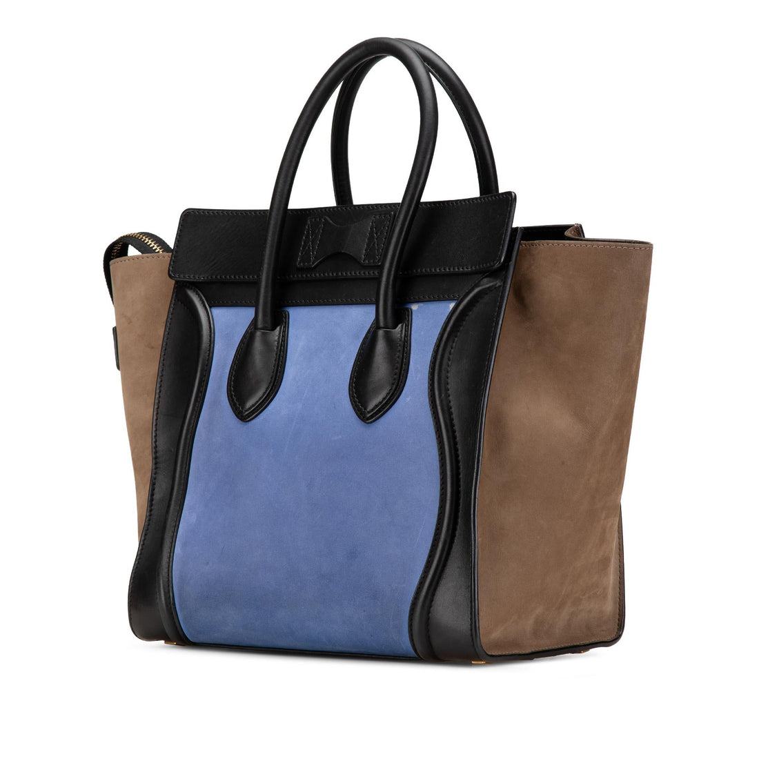 Celine Mini Tricolor Nubuck and Smooth Calfskin Luggage Tote