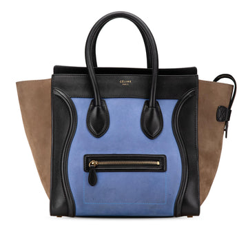 Celine Mini Tricolor Nubuck and Smooth Calfskin Luggage Tote
