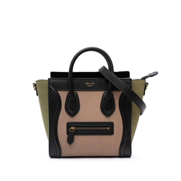 Celine Nano Tricolor Grained Calfskin and Nubuck Luggage Tote