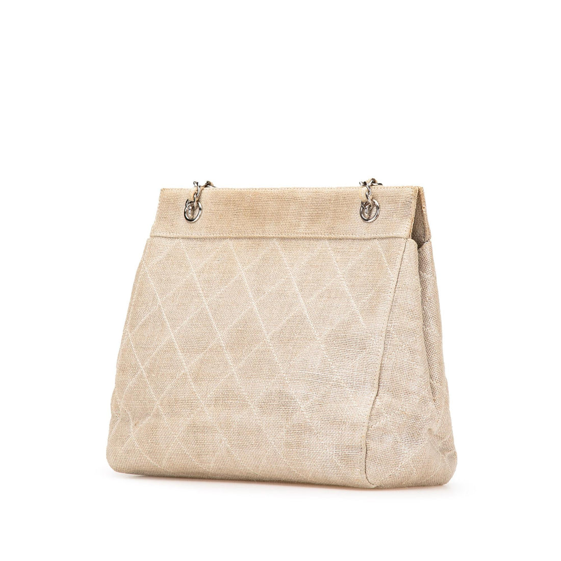 Chanel CC Stitched Linen Chain Tote