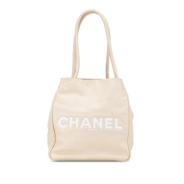 Chanel Lambskin Logo Camellia Tote