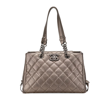 Chanel Large Quilted Metallic Goatskin City Rock Shopping Tote