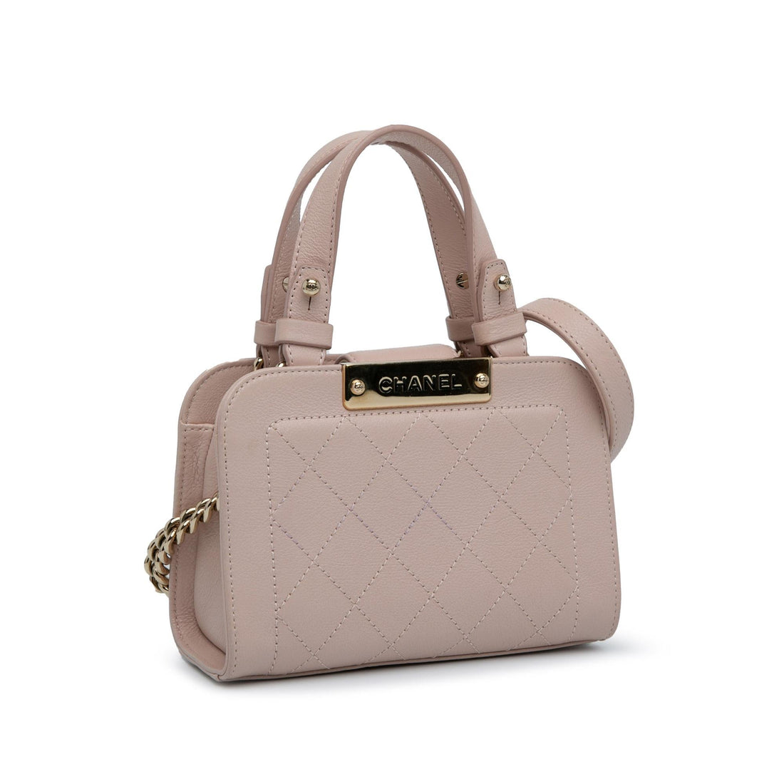 Chanel Mini Calfskin Label Click Shopping Tote (SHG-2qUZVI)