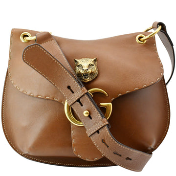 GUCCI GG Marmont  Leather Shoulder Bag Brown 409154