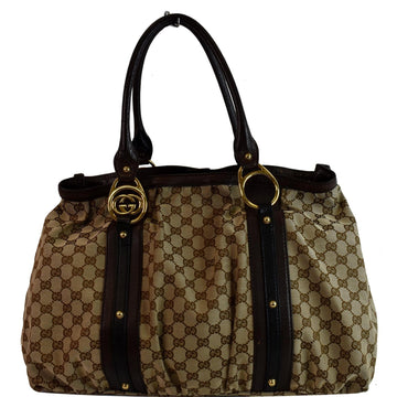 GUCCI Interlocking Large GG Canvas Tote Bag Beige 223954