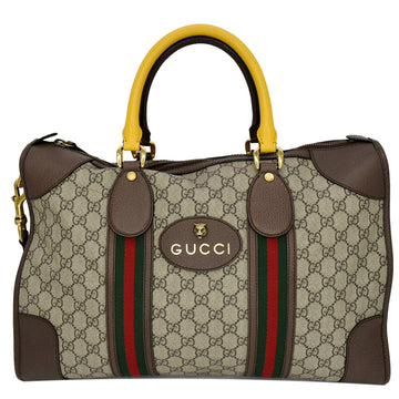 GUCCI Neo  GG Supreme Monogram Web Duffel Travel Bag Beige