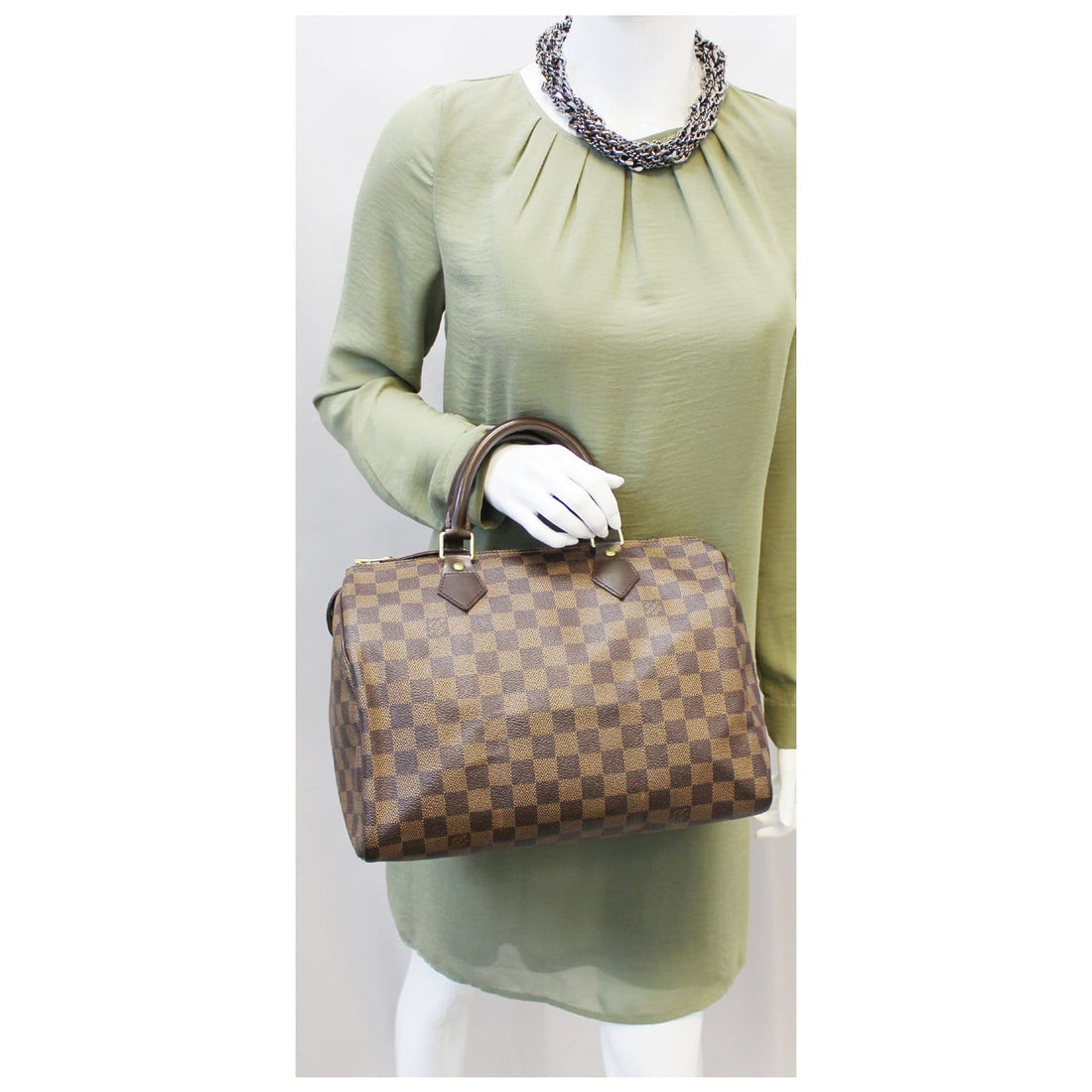 LOUIS VUITTON Speedy 30 Damier Ebene Brown Satchel Bag