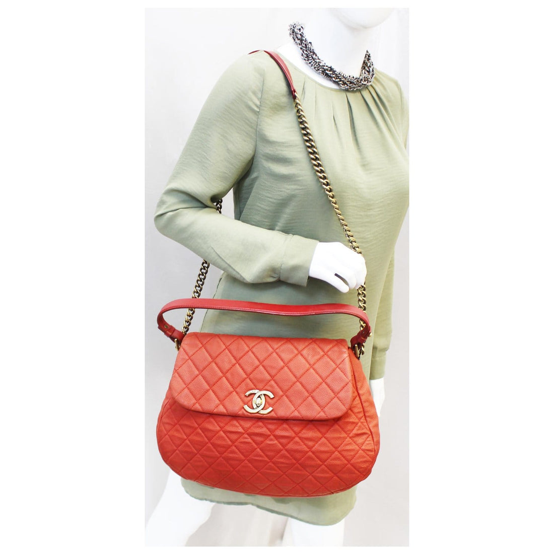 CHANEL Red Flap Soft Caviar Leather Leather Shoulder Crossbody Bag - 15% OFF