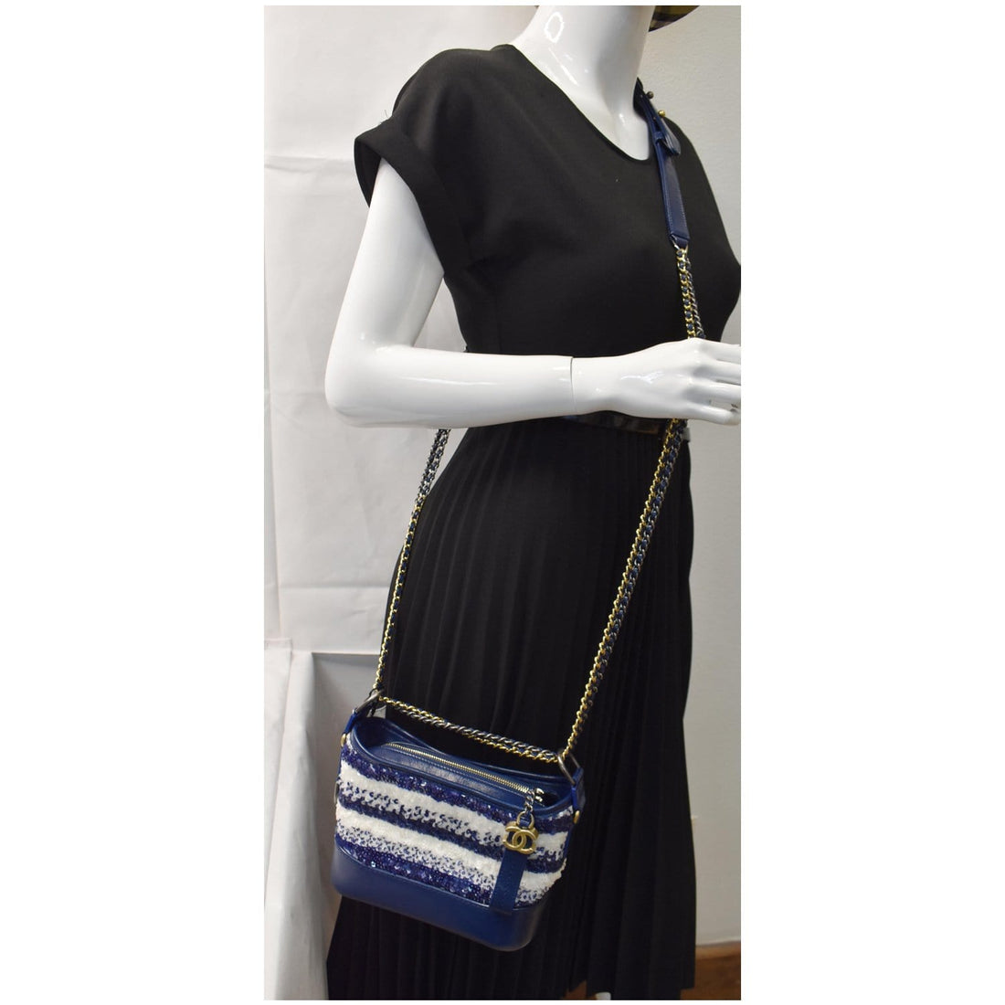 CHANEL Gabrielle Sequins Small Hobo Shoulder Bag Blue/White - 15% OFF