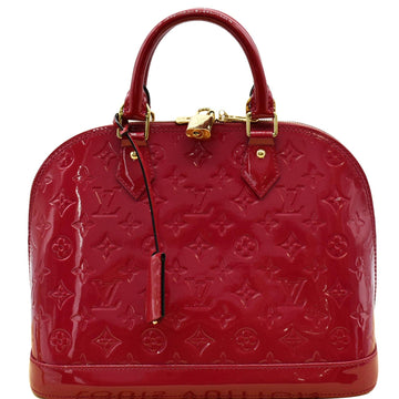 LOUIS VUITTON Alma PM Monogram Vernis Satchel Bag Red
