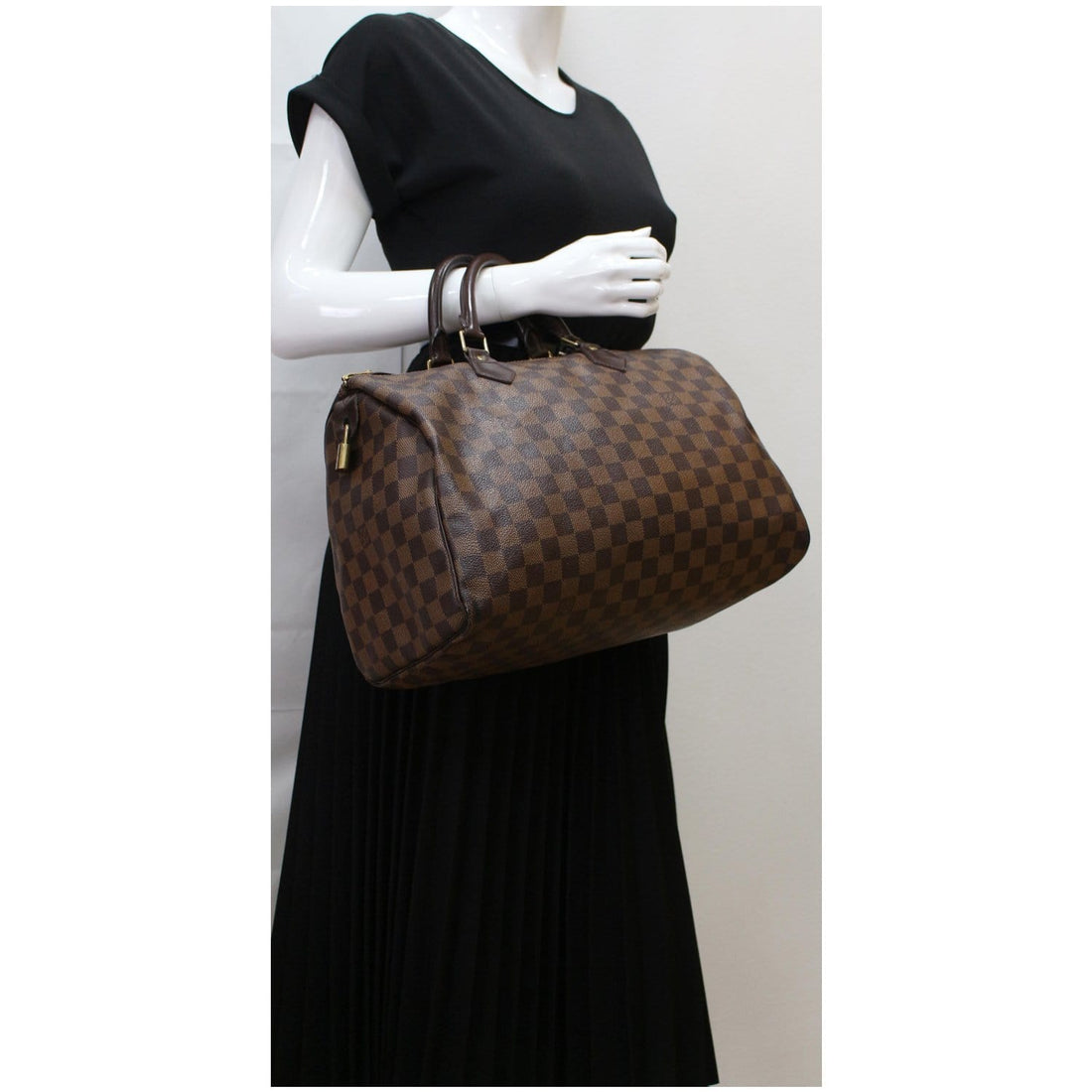 LOUIS VUITTON Speedy 35 Damier Ebene Satchel Bag Brown