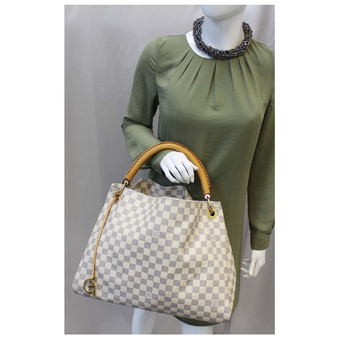 LOUIS VUITTON Artsy MM Damier Azur Shoulder Bag White
