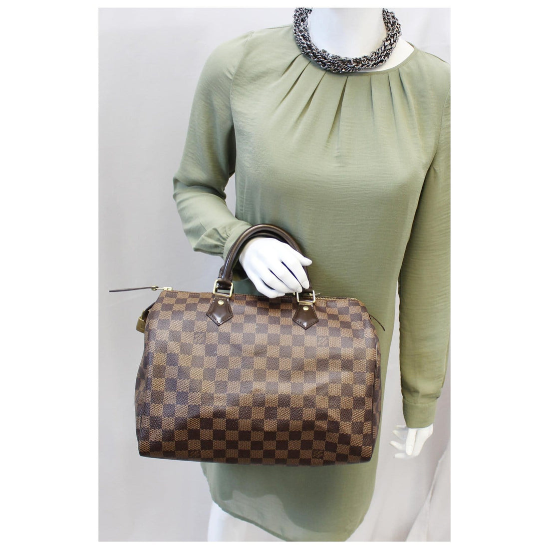 LOUIS VUITTON Speedy 30 Damier Ebene Brown Satchel Bag
