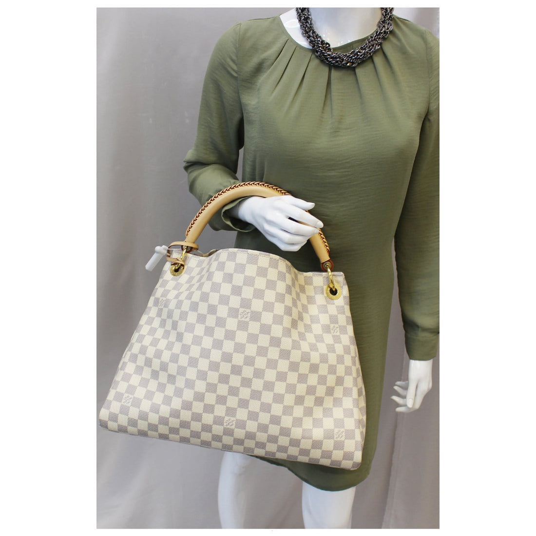 LOUIS VUITTON Artsy MM Damier Azur Shoulder Bag White