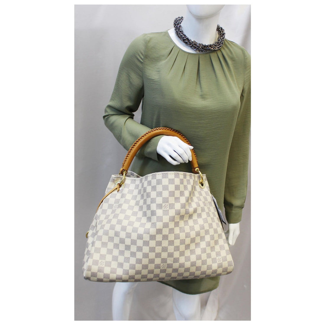 LOUIS VUITTON Artsy MM Damier Azur White Shoulder Bag