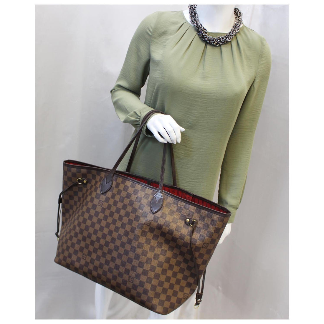 LOUIS VUITTON Neverfull GM Damier Ebene Brown Tote Shoulder Bag