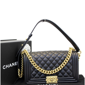 CHANEL Le Boy Small Caviar Leather Leather Shoulder Bag Black