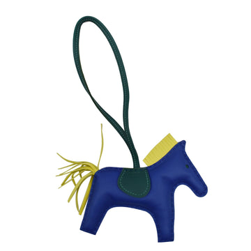 HERMES Rodeo  Leather Horse Bag Charm Blue - 25% OFF