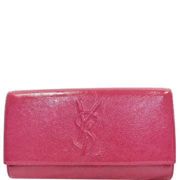 YVES SAINT LAURENT Large Belle de Jour Patent Leather Clutch Bag Pink