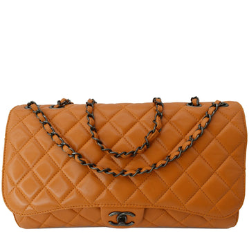 CHANEL Classic Flap Drawstring Quilted  Leather Shopper Shoulder Bag Orange - Hot Deals