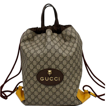 GUCCI Neo  Drawstring GG Supreme Canvas Backpack Bag Beige 473872
