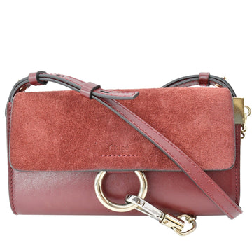 CHLOE Mini Faye Suede  Leather Shoulder Bag Red