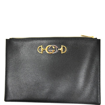 GUCCI Zumi Grainy Leather Pouch Black 570728 - 25% OFF
