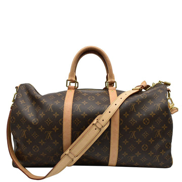 LOUIS VUITTON Keepall 50 Bandouliere Monogram Canvas Travel Bag Brown