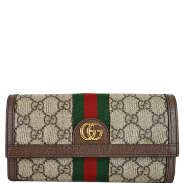 GUCCI Ophidia GG Continental Supreme Canvas Wallet Beige 523153