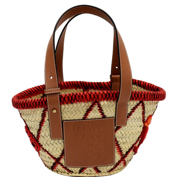LOEWE Animals Basket  Small Straw Tote Bag Red